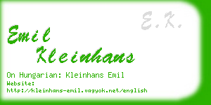 emil kleinhans business card